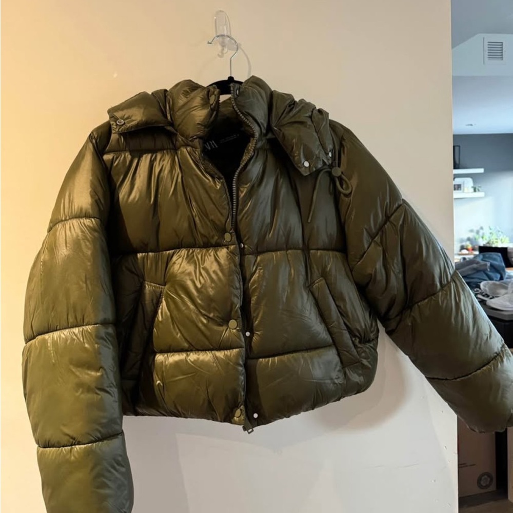 Zara Khaki Quilted Jacket